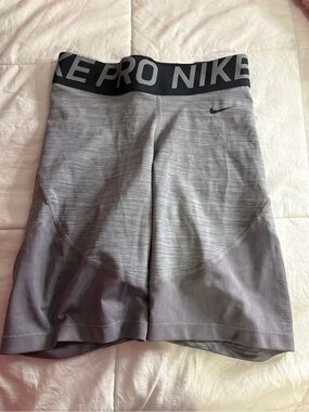 Nike Gray Compression Bike Shorts with Black Waistband